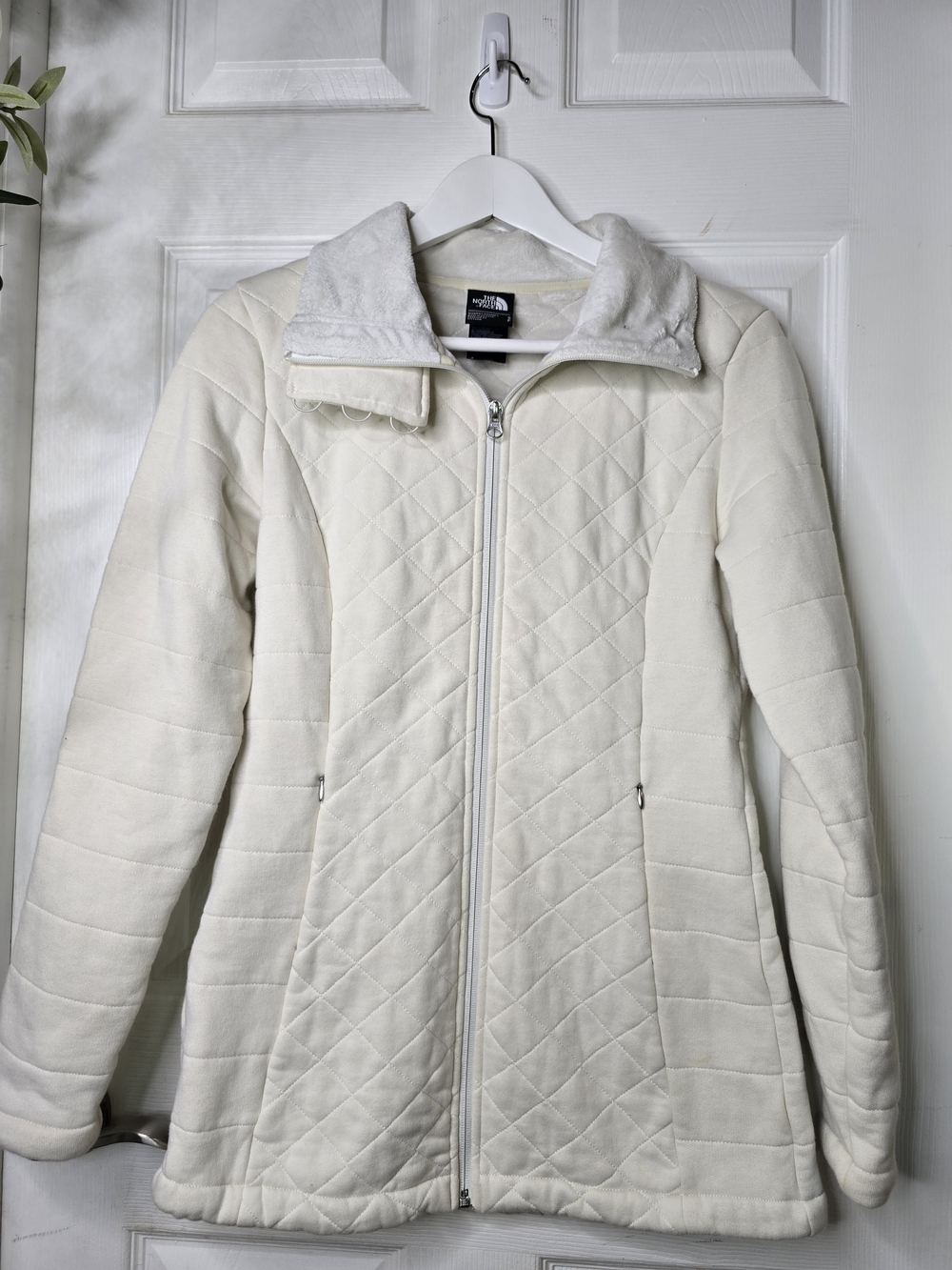 The North Face Women's Cream Quilted Zip-Front Jacket